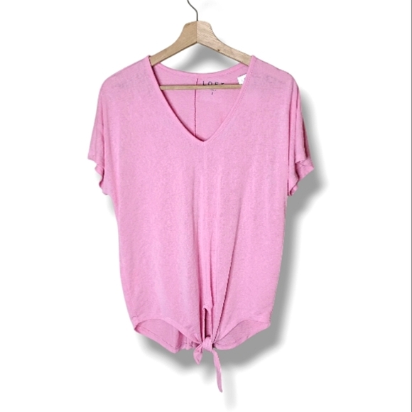 NWT LOFT Pink Tie Front Top Small Modal Casual Soft Feminine Everyday - Picture 1 of 9
